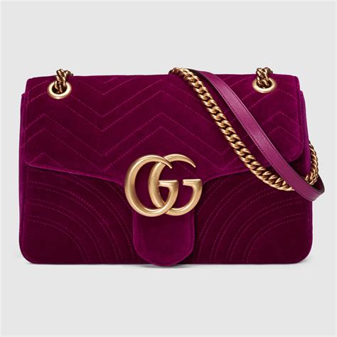 gucci medium bag velvet berry|Gucci marmont leather.